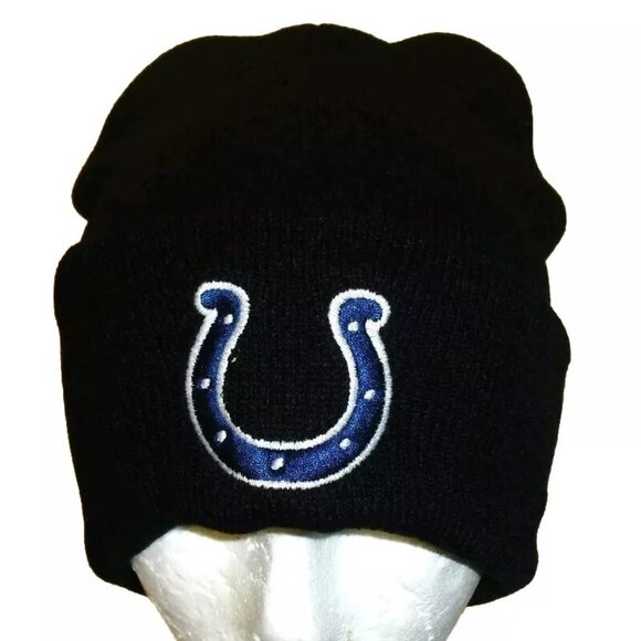 Indianapolis Colts Mens Adult Cuffed Cuff Black Beanie Winter Hat New Nfl - Picture 1 of 2
